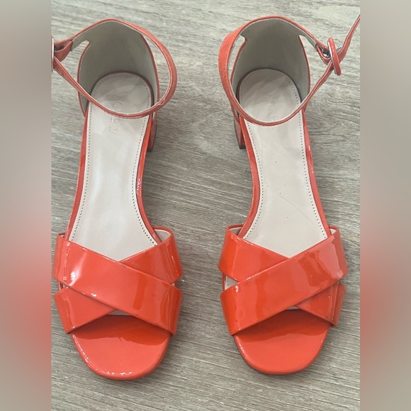 Jcrew red orange patent leather ankle wrap sandals size 8.5 - Picture 2 of 9